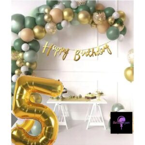 50 Adet Adet Balon Lüks Pembe Küf Yeşili Gold5 Yaş Balon Seti