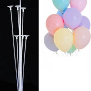 7'li Balon Standı Ve 12 Adet Karışık Makaron Balon Set