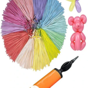 50 Adet Renkli Sosis Balon Balon Pompası Yüksek Kalite