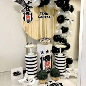 50 Adet Siyah Beyaz Balon Konsept Seti