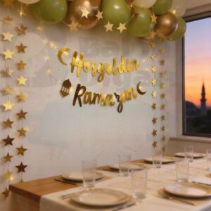 Hoşgeldin ramazan yazılı 19 parça Ramazan Kutlama konsept peri led yıldız süs