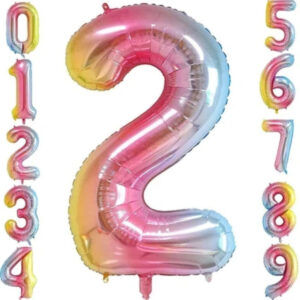 Tüm Rakamlarda Renkli Folyo Balon 34 İnç (76-82 cm)