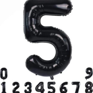 5 yaş Siyah Folyo Balon 34 İnç (76-82 cm)