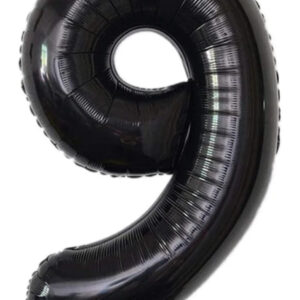9 yaş Siyah Folyo Balon 34 İnç (76-82 cm)