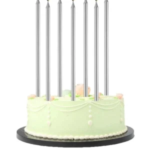 6'lı Pasta Mumu 13cm Gümüş